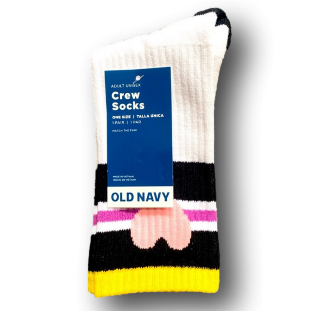 3/$18 Non-Binary Pride Flag With Heart LGBTQIA+ Funny Novelty Crew Socks - NWT